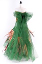Cuerpo elástico lentejuela dorada + falda cancan con plumas colores madera