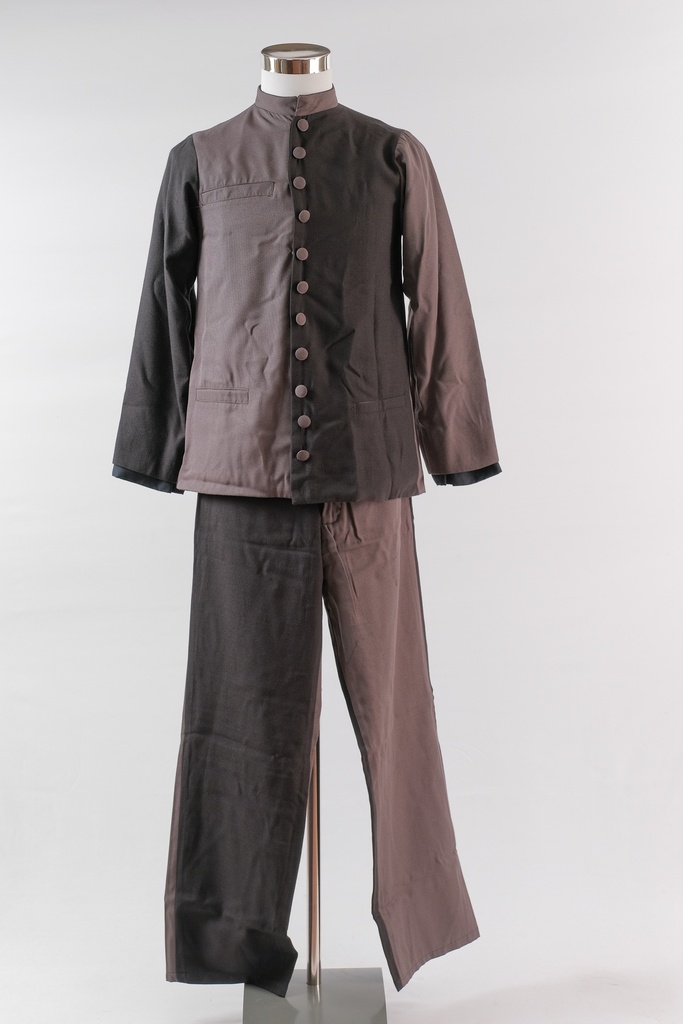 Pantalón bicolor gris oscuro y negro