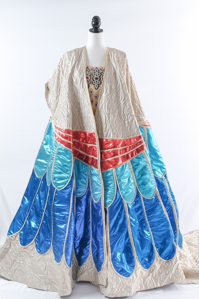 Conjunto Cleopatra corpiño lamé dorado + falda larga organza
