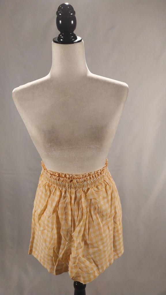 Pijama corto amarillo y blanco cuadro Vichy