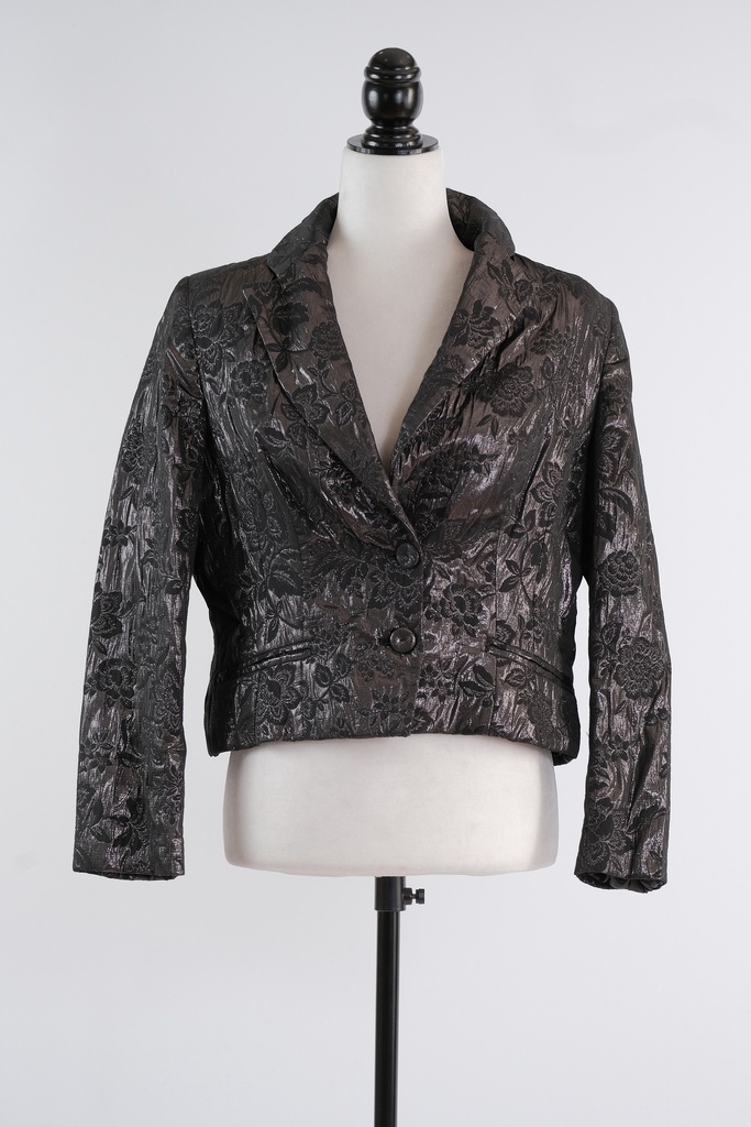 Chaqueta corta brocada brillante gris oscuro