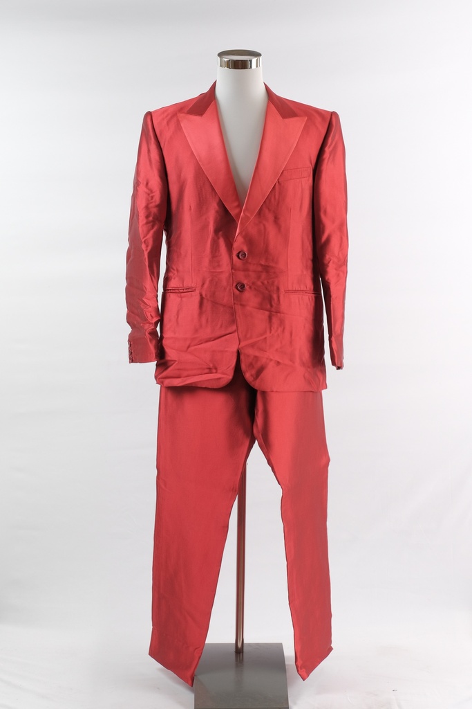 Traje de chaqueta rojo satinado+ pantalón