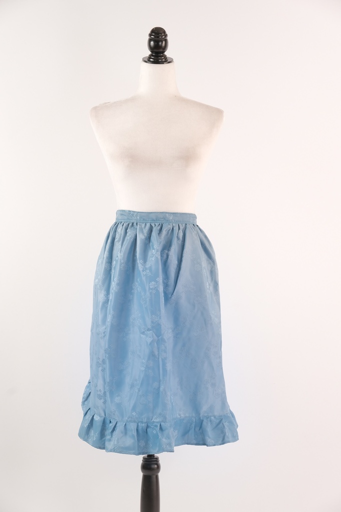 Delantal raso azul flores brocadas - indumentaria