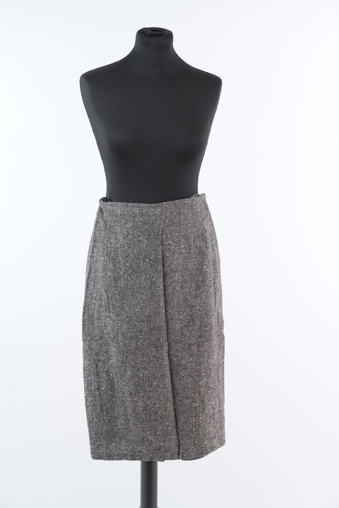 Falda recta jaspeada gris