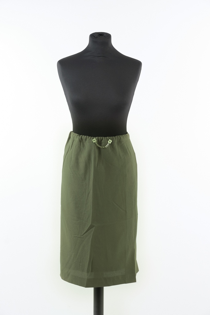 Falda recta verde cintura elástica