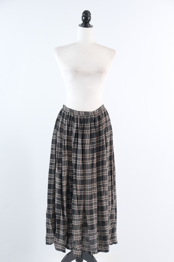 Falda vuelo cuadros marfil negro - indumentaria