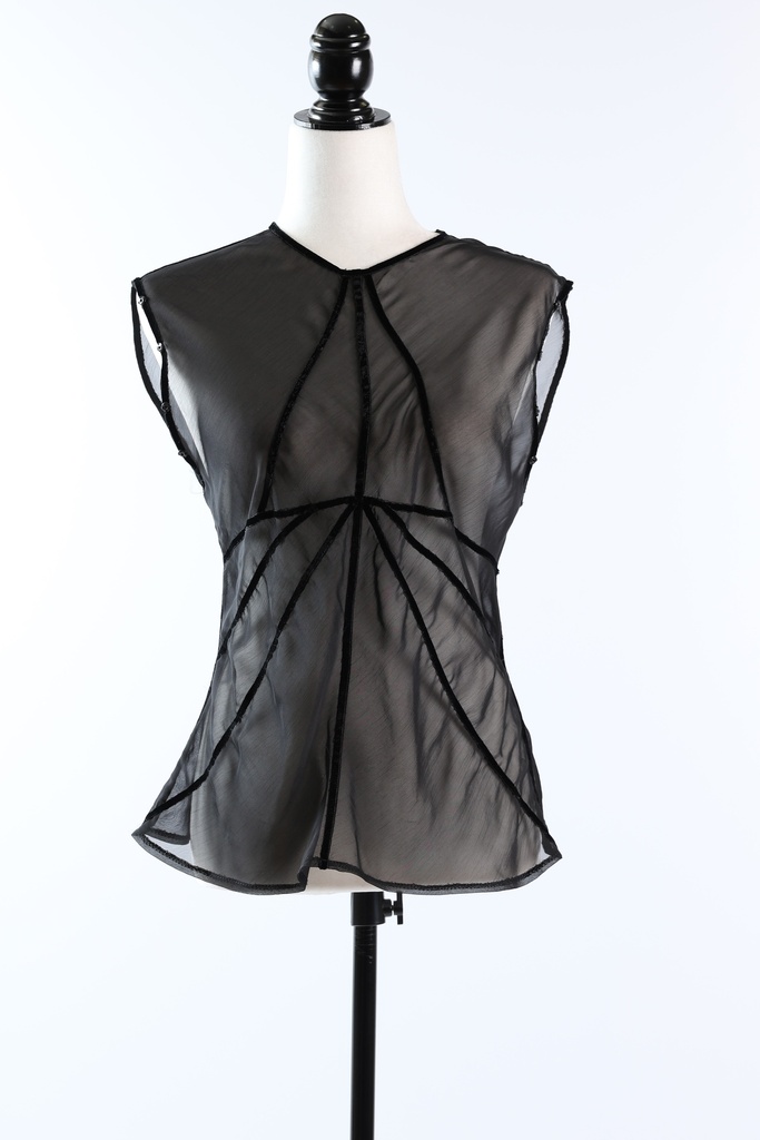 Blusa sin mangas gasa transparente