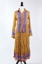 Conjunto Blusa y falda midi amarillo plisado flores