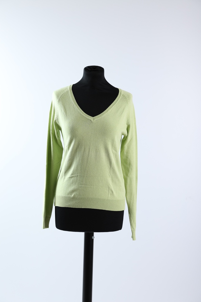 Jersey punto cuello pico verde lima