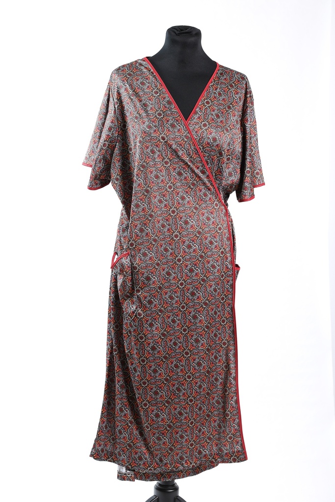 Vestido bata pueblo cruzada estampados geométricos