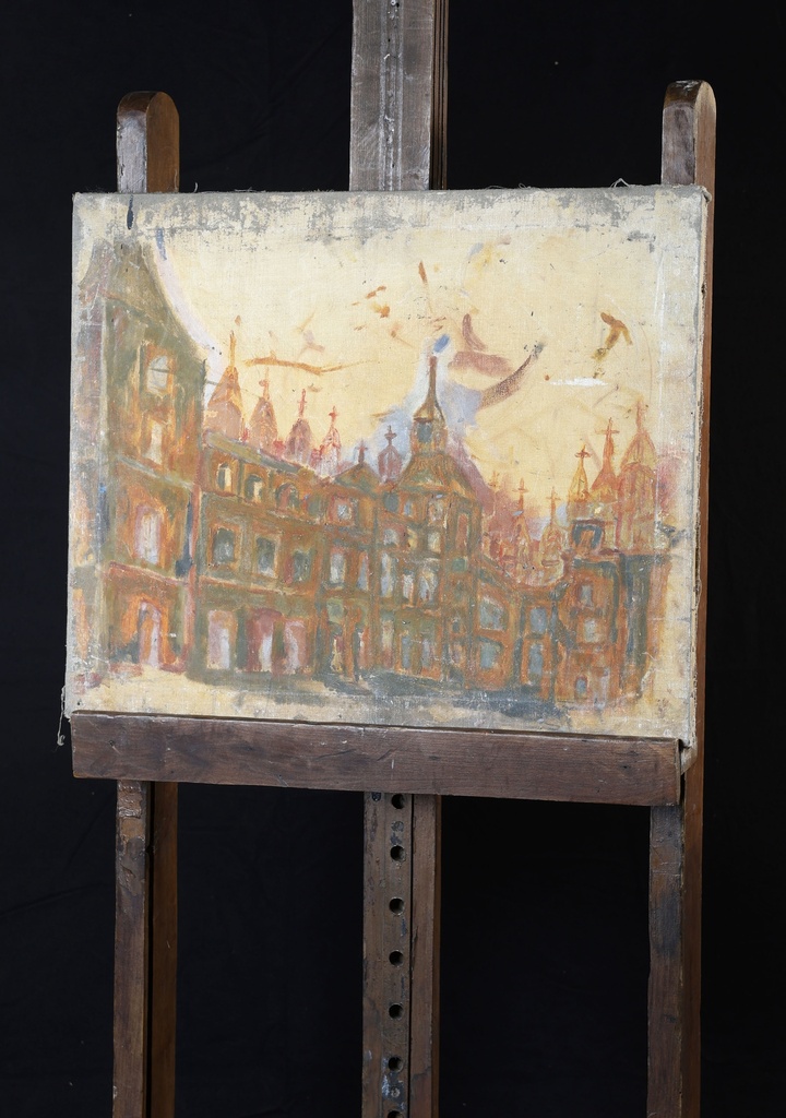 Lienzo pintado de edificios