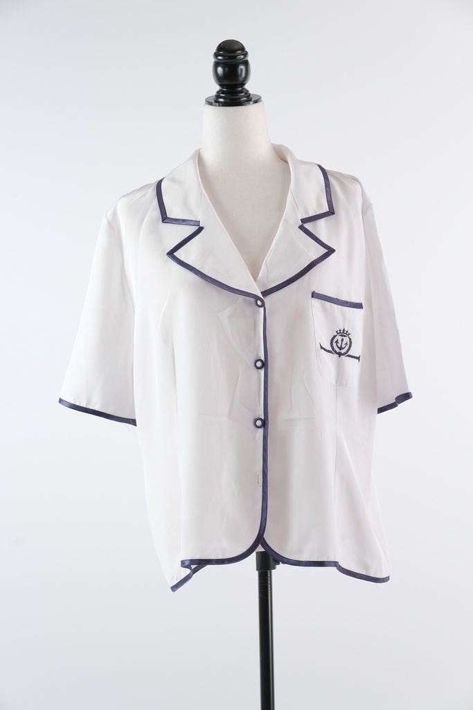 Blusa marinera blanca ribete azul