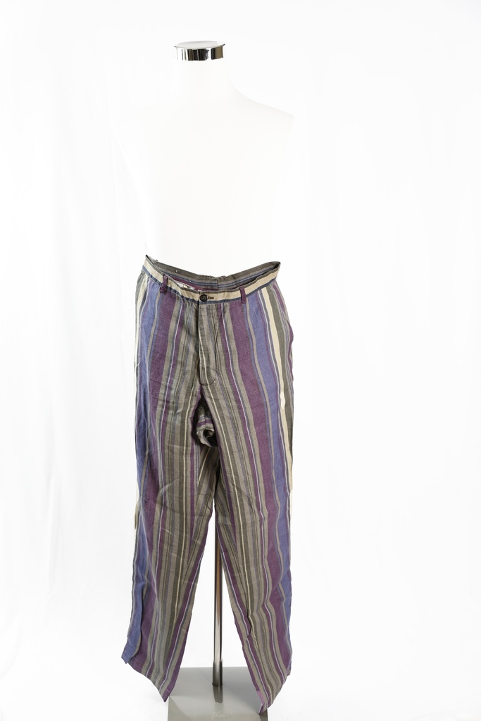 Pantalón lino rayas morado