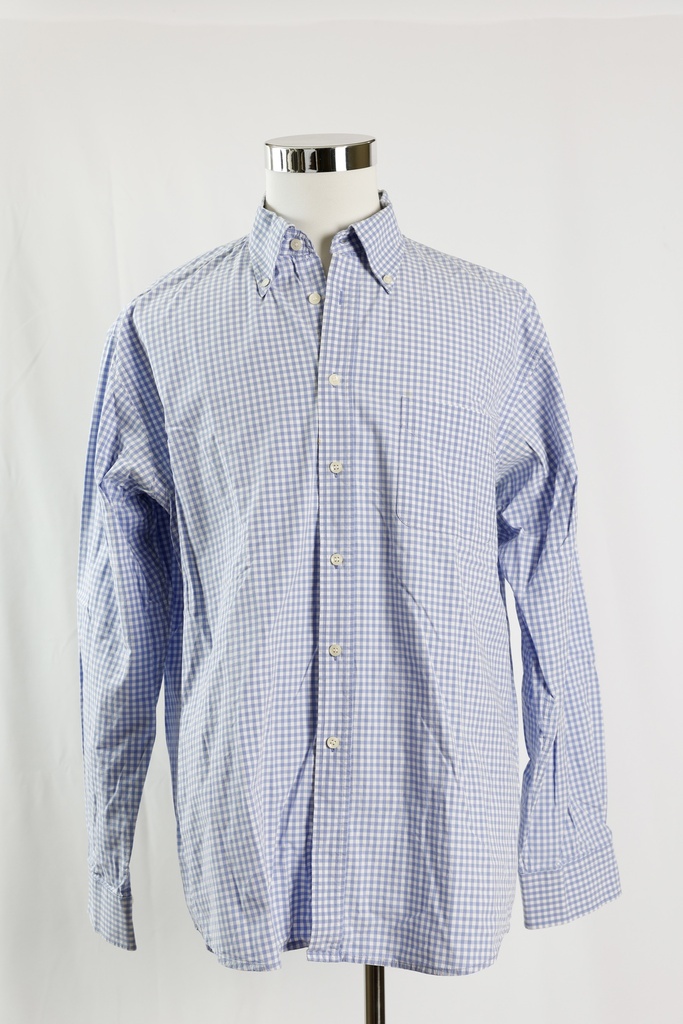 Camisa vestir cuadros pequeños azul y blanco