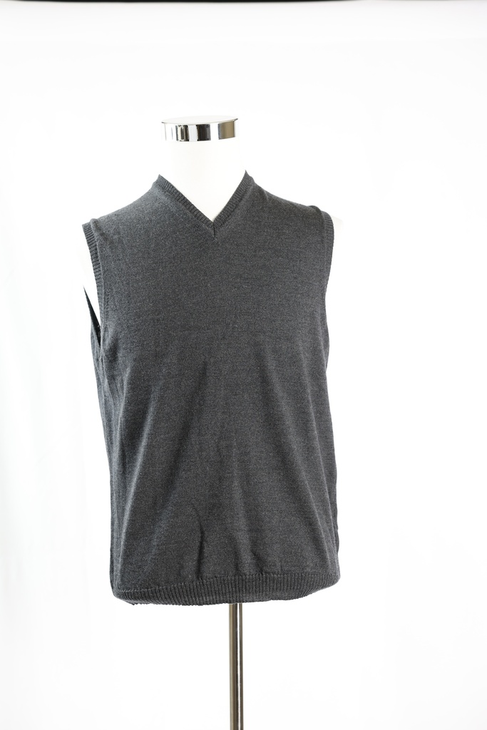Chaleco punto cuello pico gris oscuro