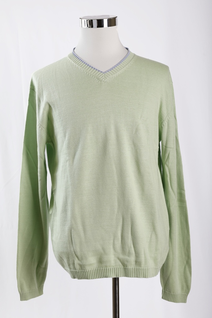 Jersey punto verde lima cuello pico