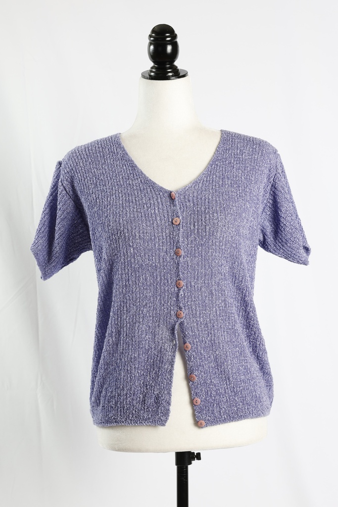 Chaqueta punto violeta manga corta