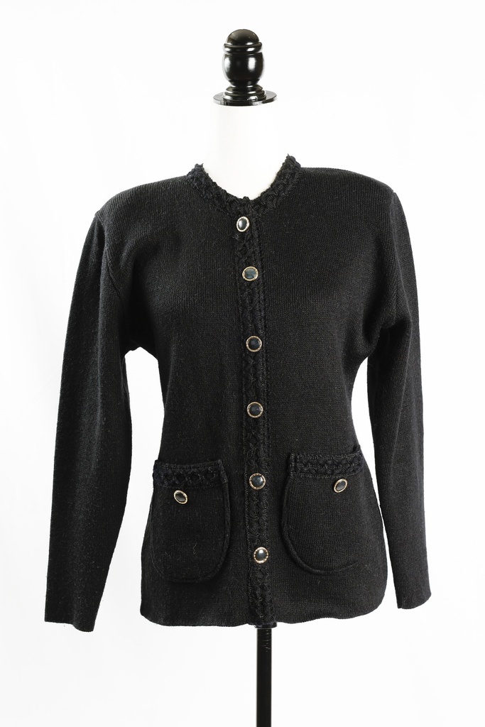 Chaqueta punto negro con botones negro y dorado