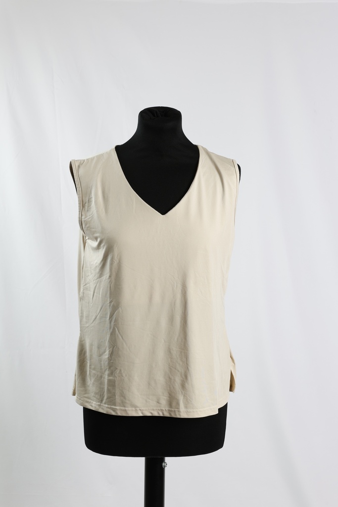 Blusa sin mangas cuello pico crudo elástico