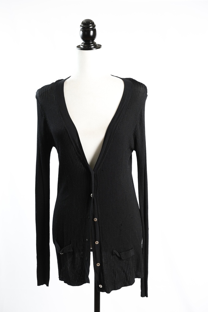 Chaqueta punto fino canalé negro