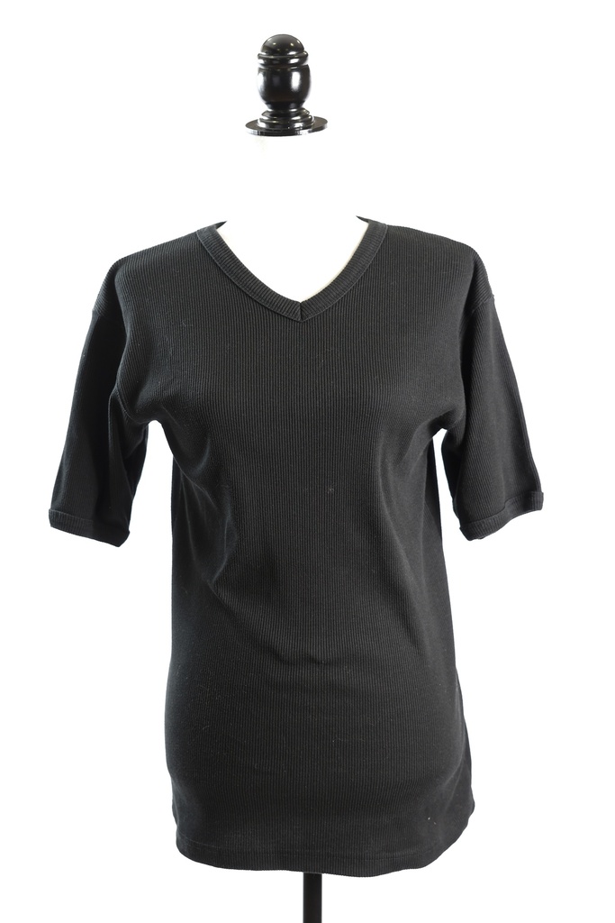Camiseta manga corta canalé negro
