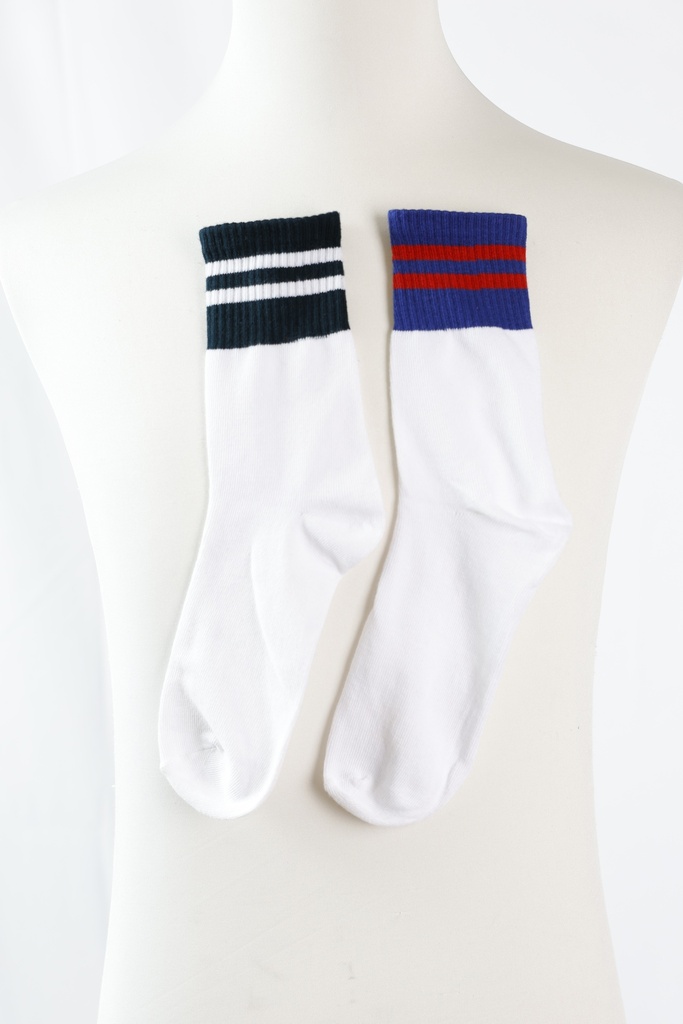 Calcetines blanco rayas colores