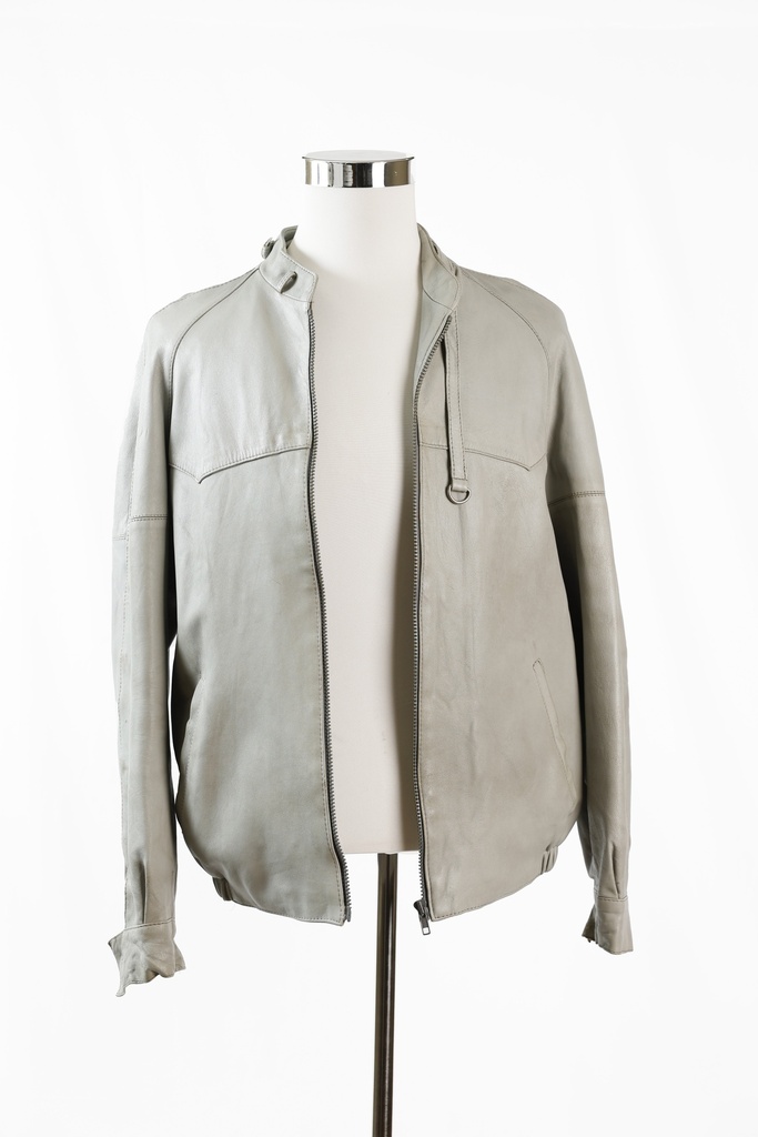 Chaqueta de polipiel gris