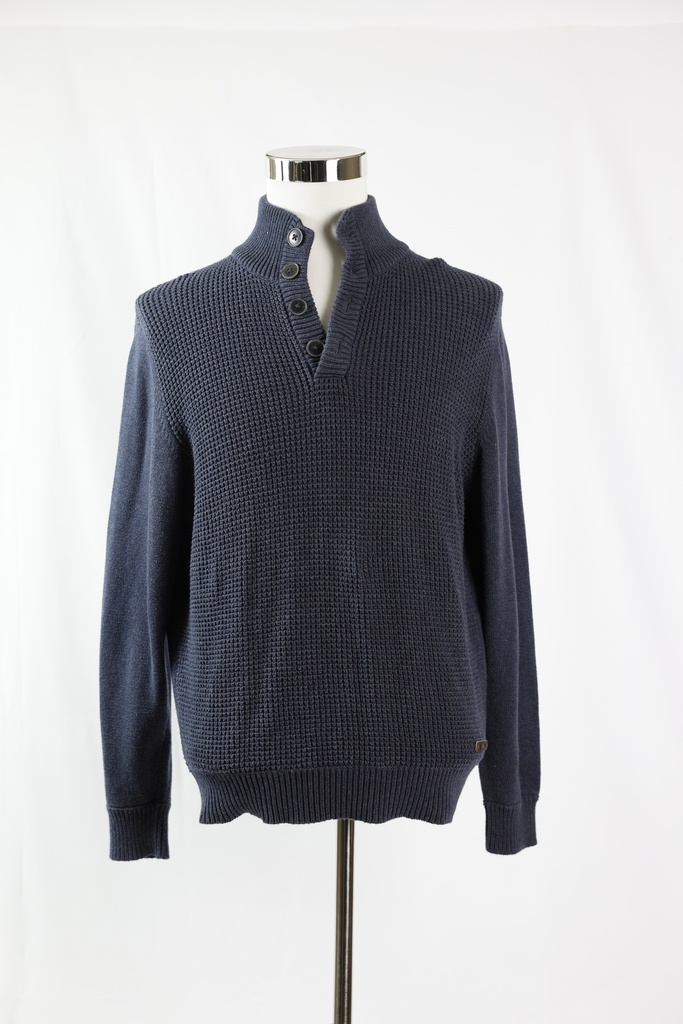 Jersey azul con botones en cuello
