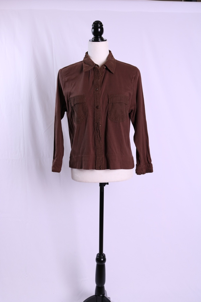 Camisa pana marrón manga larga
