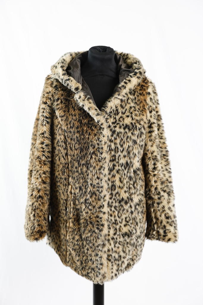 Abrigo de leopardo marrón con capucha