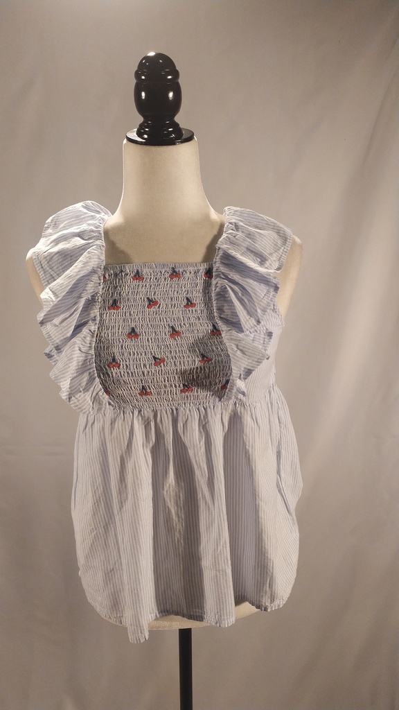 Blusa sin mangas con volantes en hombros