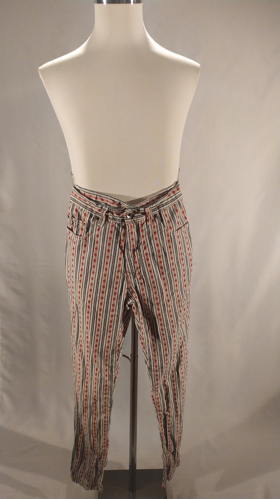 Pantalón tejano blanco rayas azul y rojo(sobrante)