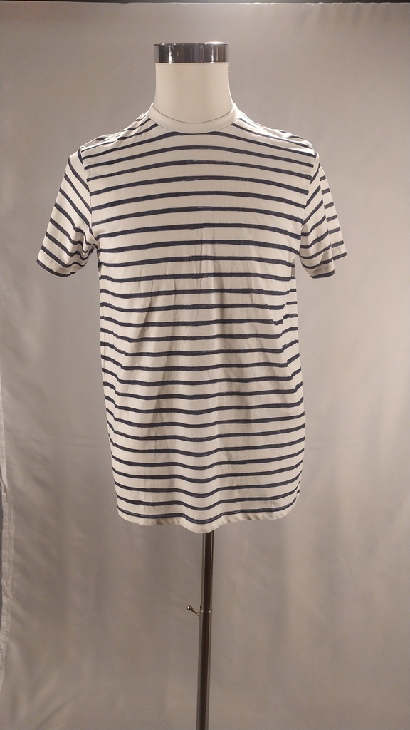 Camiseta manga corta blanco rayas azul marino(sobrante)