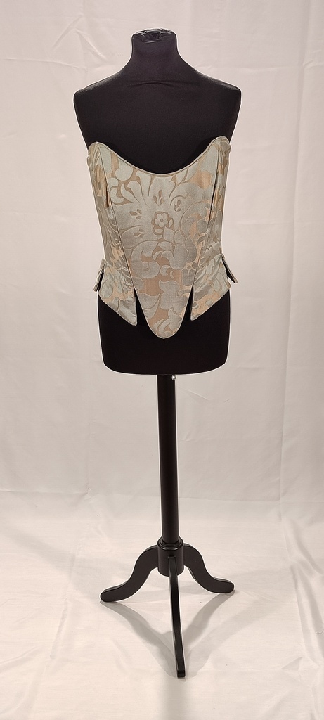 Corsé de varillas tejido brocado beige y azul (Rosario)