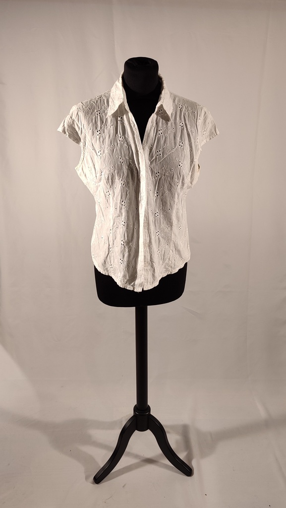 Camisa blanco mujer sin mangas con flores bordadas