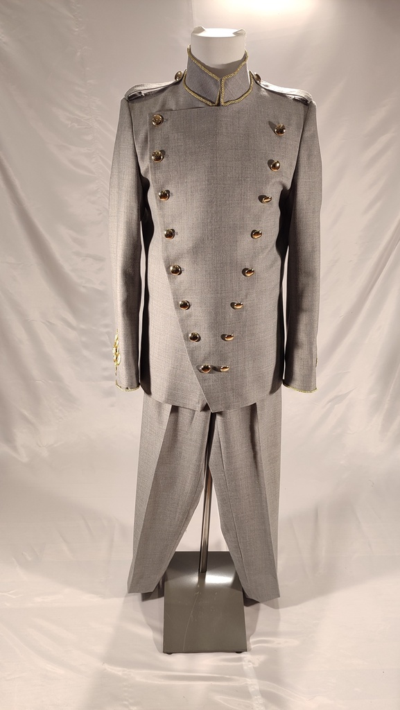 Conjunto traje chaqueta militar gris (Heraldo)