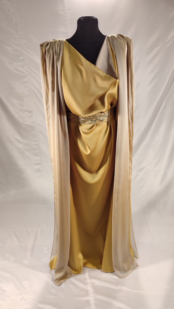 Vestido tipo túnica lisa de raso dorado (copia)