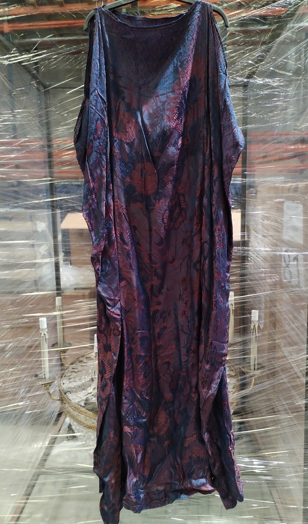 Vestido tipo túnica tejido colcha antigua morado y granate 