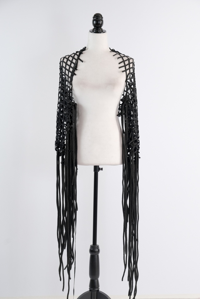 Chal rejilla negro grande con flecos (copia)