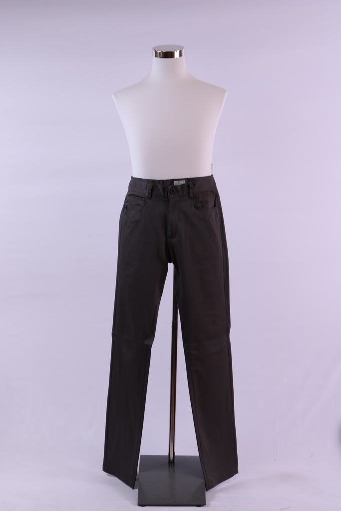Pantalón gris satinado con motivo de cuadros 