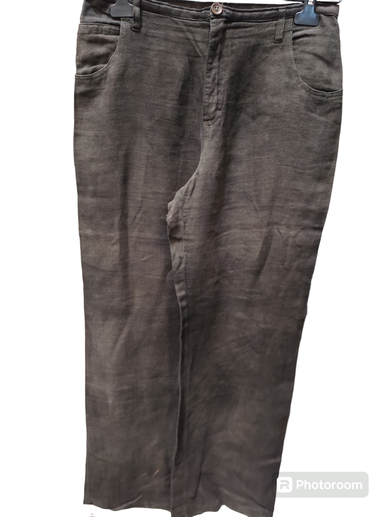 Pantalón negro lino desgastado