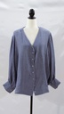 Camisa azul manga larga cuello pico