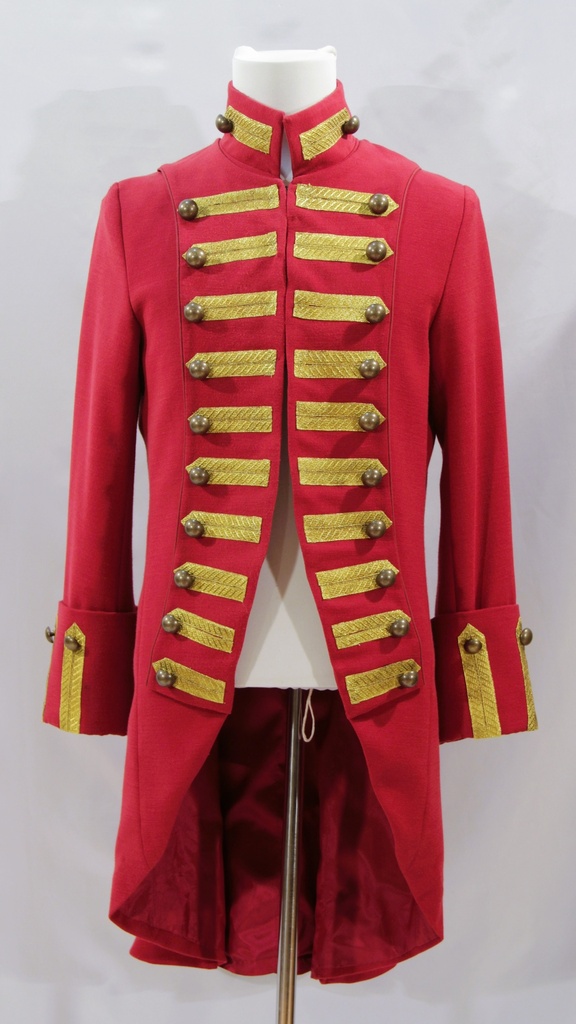 Chaqueta época larga rojo y dorado militar