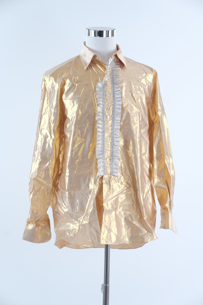 Camisa lamé dorado con chorreras