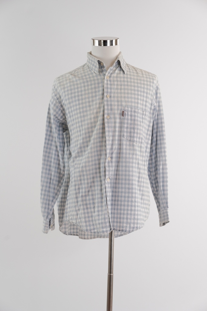 Camisa sport blanca cuadros azules muy usada