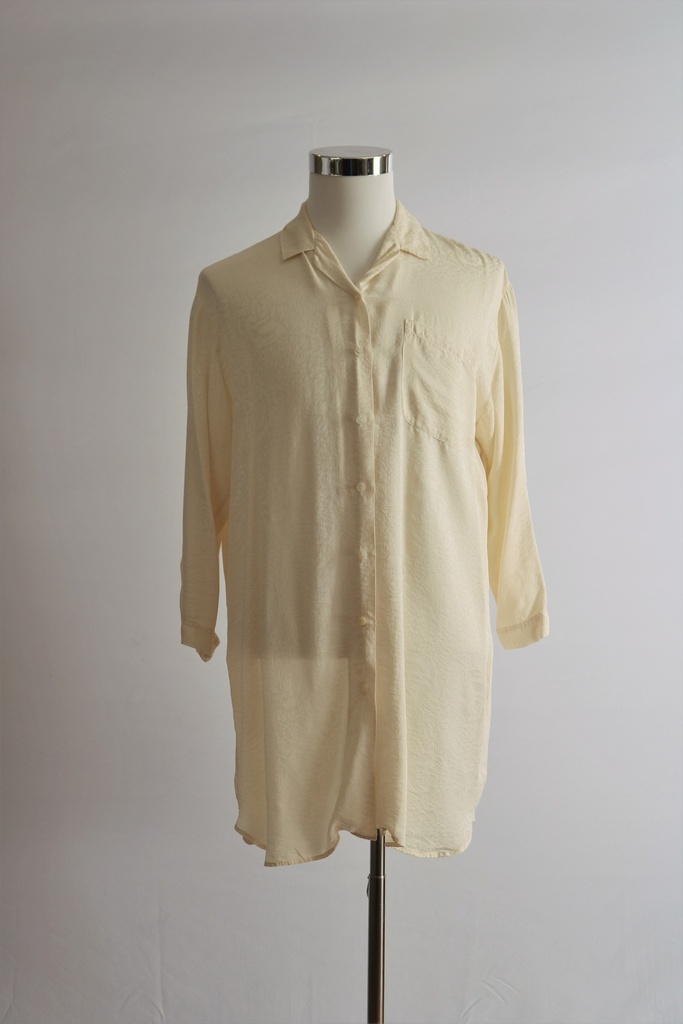 Vestido seda devoré manga francesa