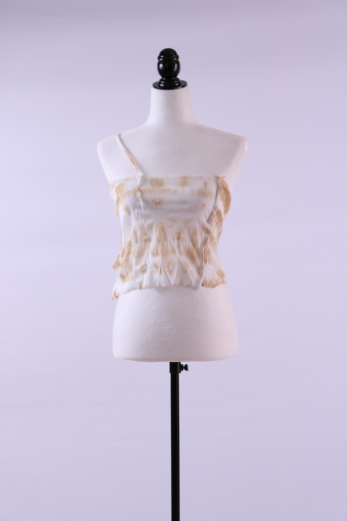 Top un tirante drapeado asimétrico beige
