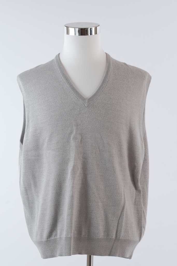 Chaleco punto cuello pico gris