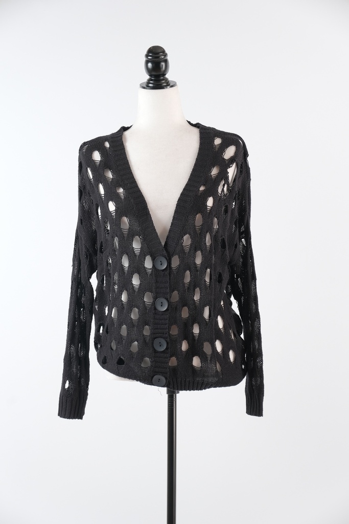 Chaqueta punto negro calado