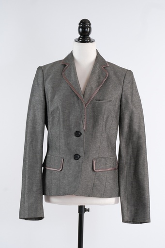 [OP01007] Chaqueta americana jaspeada gris con ribetes